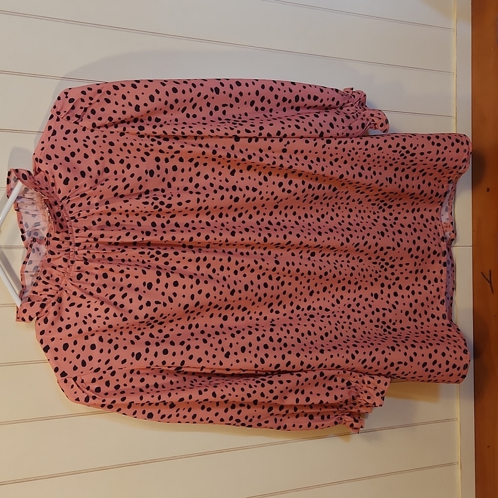 Salmon Leopard Women's Blouse - 3/4 Sleeve